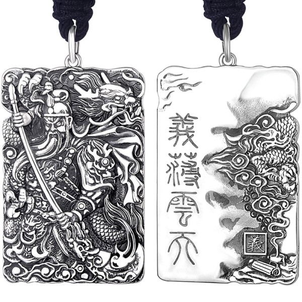 990 Pure Silver Warrior Sage Lord Guan Majestic Pendant